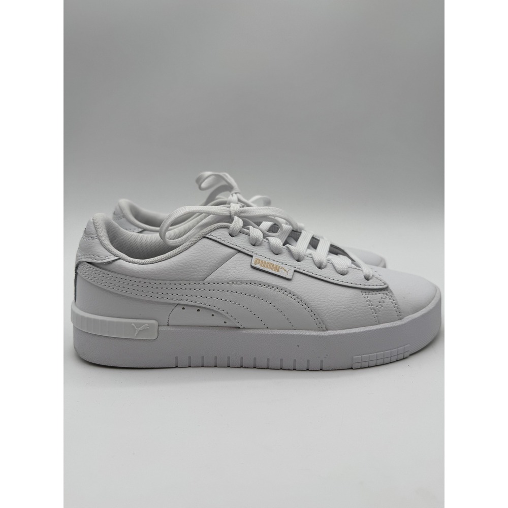 Puma Court Sneaker White Leather Women's Size 8 EU 38.5 Lace Up Casual Shoes - Picture 3 of 8